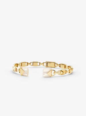 michael kors open cuff 14k gold plated bracelet